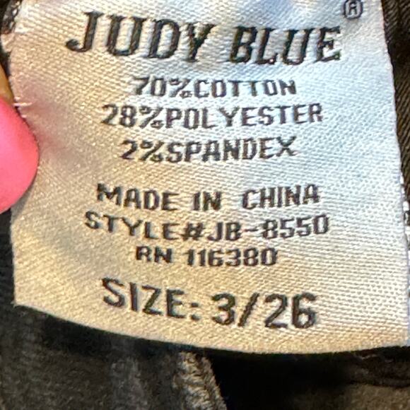 Judy Blue Leopard Patch Distressed Black Mid Rise Skinny Jeans Womens size 3/26 - Picture 7 of 8